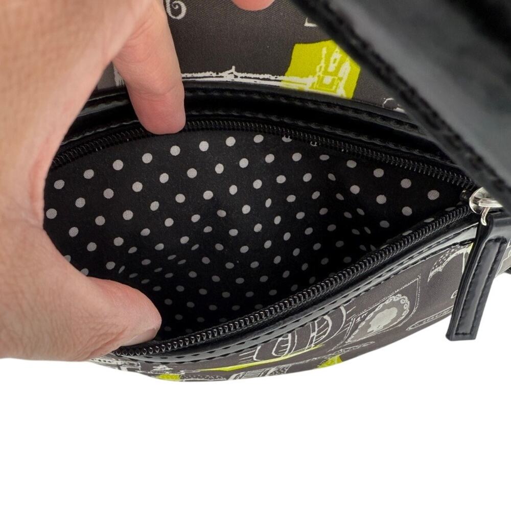 Lulu by Lulu Guinness London Print Tote Bag w/ Pouch Matching Black Yellow White - Picture 10 of 16